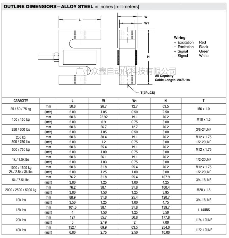 美國世銓 STC-4.5T稱重傳感器產(chǎn)品尺寸