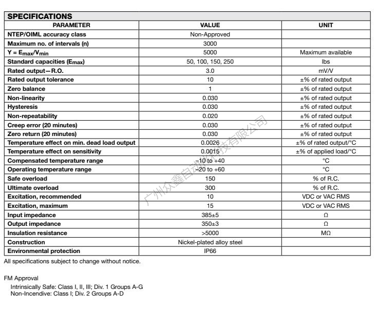 美國世銓 MBB-23kg稱重傳感器產(chǎn)品技術(shù)參數(shù)