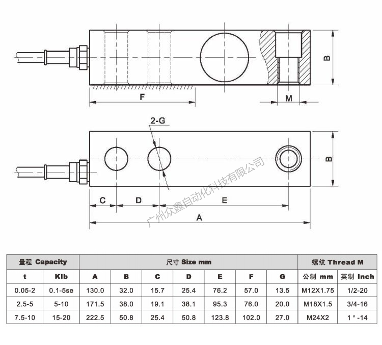 美國(guó)AC傳感器 GX-1-1t稱重傳感器產(chǎn)品尺寸